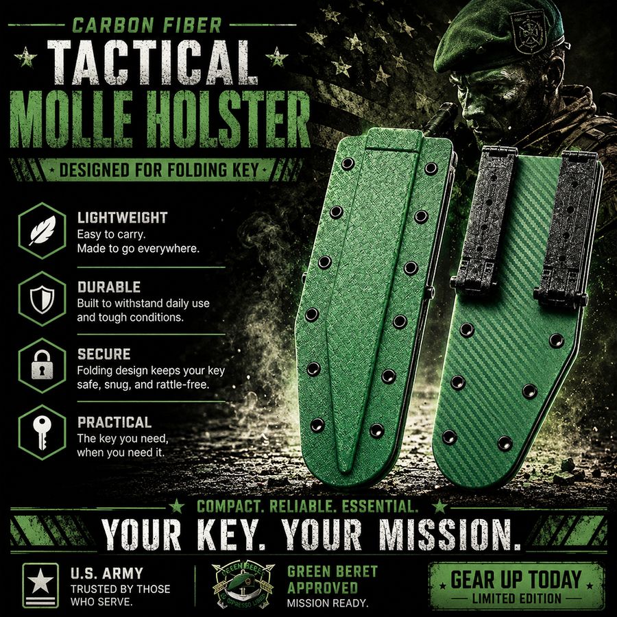 Green CF MOLLE holster for the Williams Key — duty-belt mount for first responders