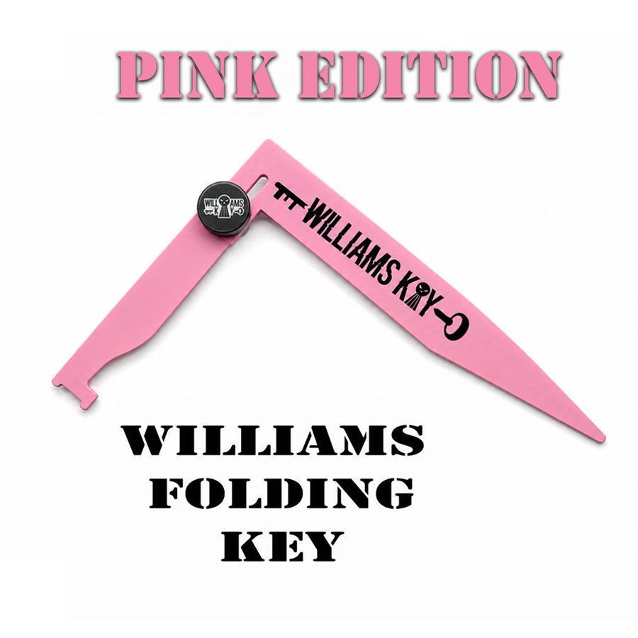 Pink Folding Williams Key — compact firefighter soft entry tool for damage-free door access